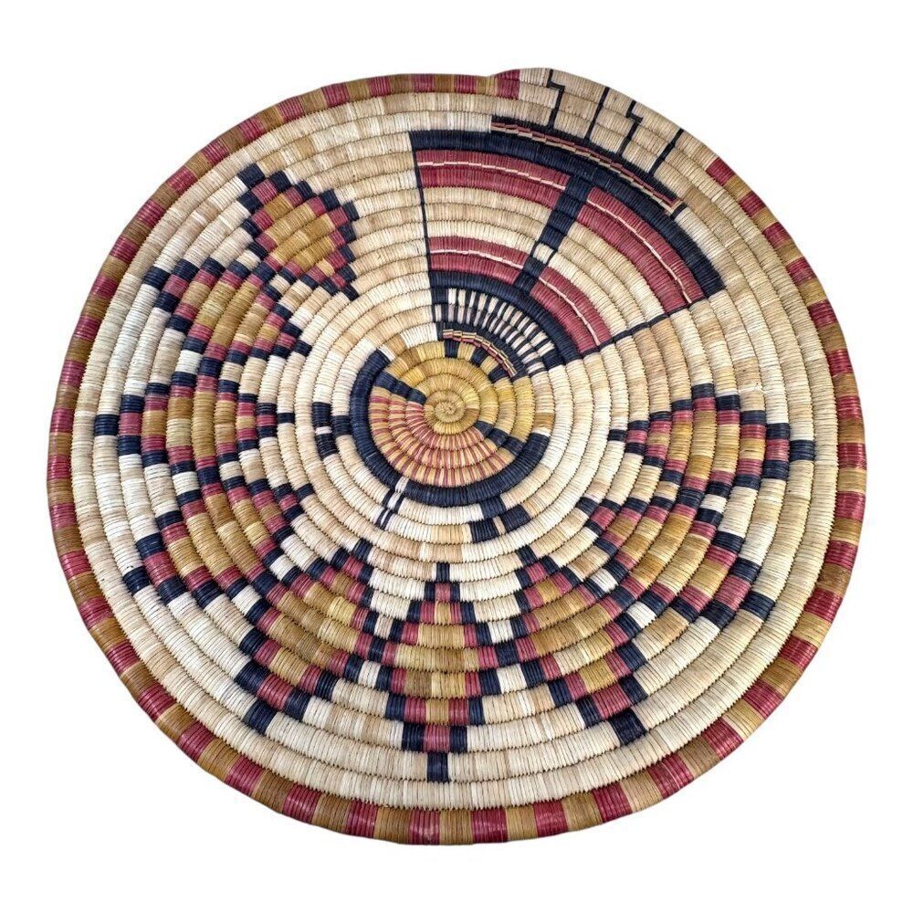 Vintage Museum Handwoven Hopi Coil Plaque Basket Corn Maiden Katsina Mana 1982 - Picture 2 of 8